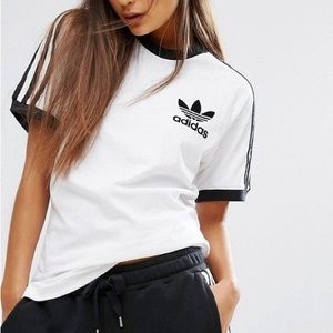 Adidas Originals Three Stripe Polyknit T-Shirt White athleisure sports wear